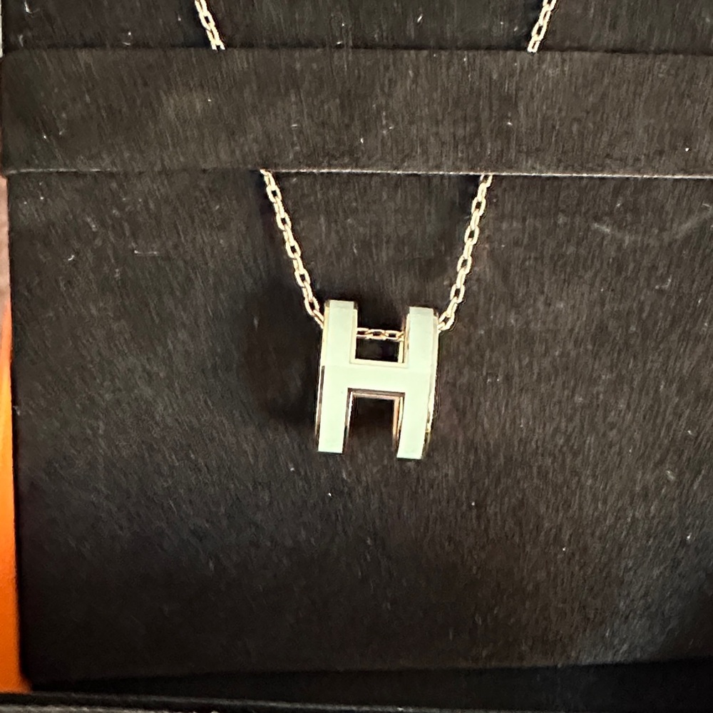 Hermes Silver 'H' Charm Necklace